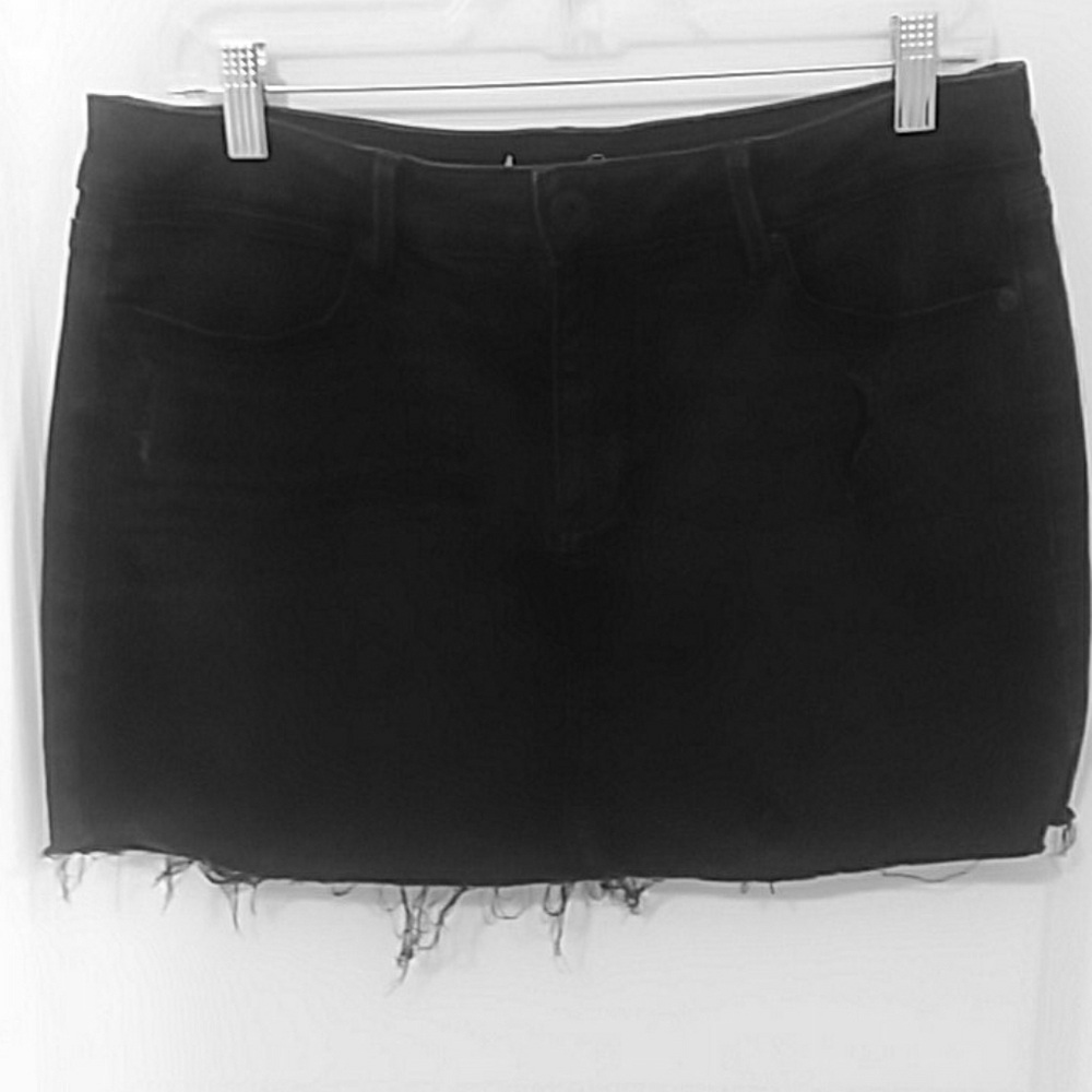 Cut-Off Black Denim Mini Skirt
